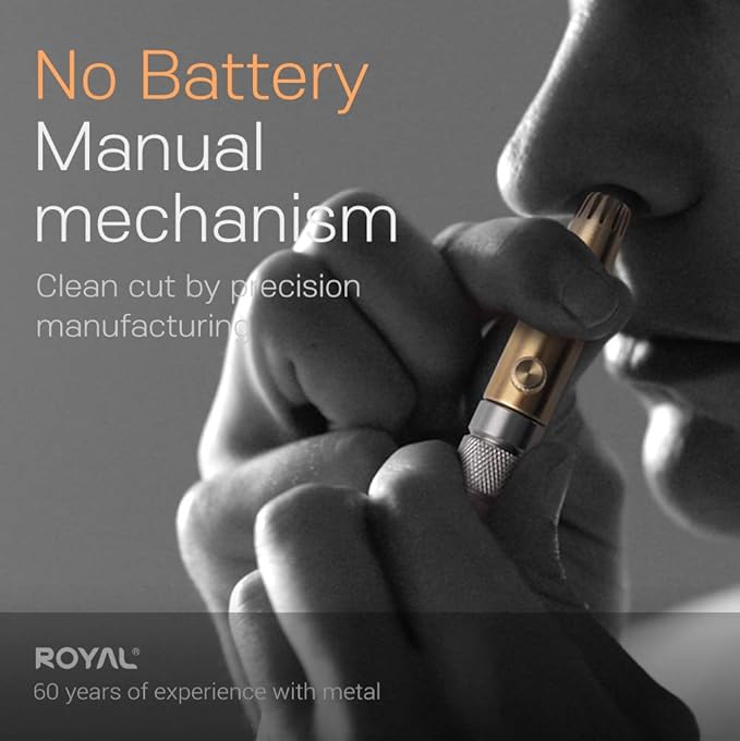 ROYAL [Made in Korea] Premium Nose Hair Trimmer for Men Freikugel, Manual, Battery-Free, Brass & Stainless Steel, Waterproof, Painless with a Patented Mechanism ET-32