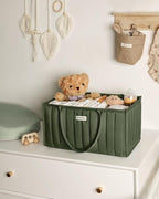 Blissful Diary Baby Diaper Caddy Organizer, Stylish Storage Basket for Newborn Essentials and Diaper Station, Gift for Baby Shower and Registry Must-Have, Deep Green