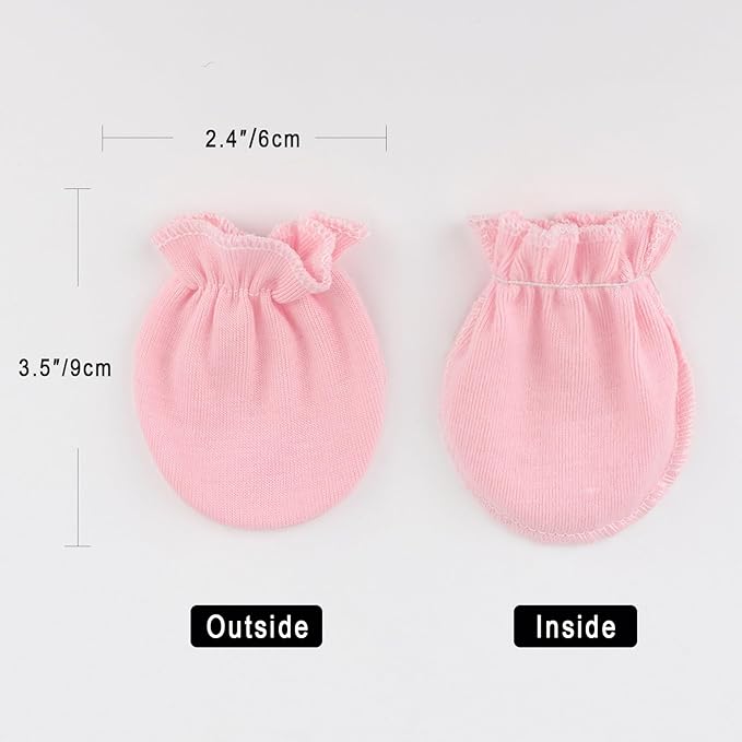BQUBO Newborn Infant Toddler Mittens No Scratch Cotton Elastic Wrist Gloves Hypoallergenic for 0-6 Months Baby Boys Girls