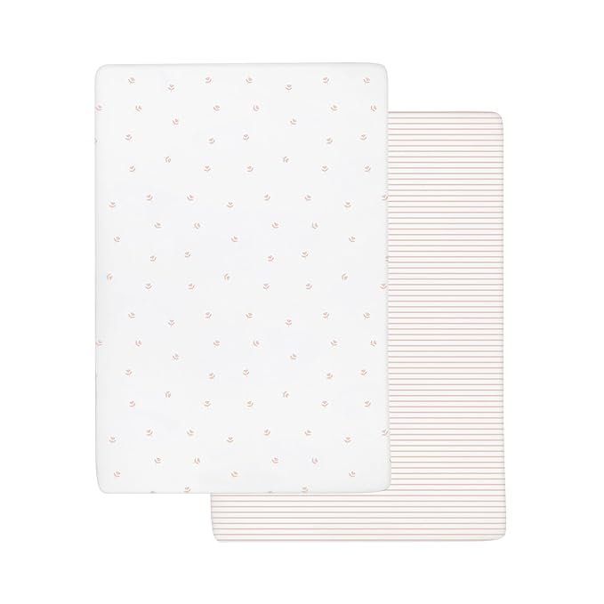 Ely’s & Co. Crib Sheets Baby Girl Fitted Crib Mattress Sheet Set, 2 Pack, 100% Jersey Knit Cotton, Infant and Toddler Nursery Bedding, Pink Tulip Collection, 28” x 52”