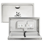 Panda Care Stainless Steel Surface Mounted Baby Changing Station, Heavy Duty Foldable Diaper Changing Table with Liner Dispenser and Adjustable Safety Belt for Commercial and Business