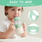 Silicone Baby Bottle Handles - 2PCS Easy Grip Handles for Wide-Neck Bottles (Green/White)