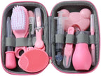 PandaEar Baby Healthcare and Grooming Kit, Baby Safety Set Baby Comb, Brush, Finger Toothbrush, Nail Clippers, Scissors, Nasal Aspirator, Baby Essentials Nursery Care Kit (13-in-1 Pink)