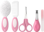 Baby Grooming Kit,Baby Health Care Kit,Baby Brush Soft Bristles 5 pcs Baby Nail Kit Nursery Care Kit Baby Hair Brush Hair Comb Nail Kit Safety Cutter Nail Clipper Set Pink