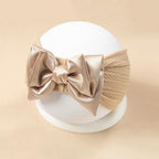 Baby Bows Headbands Nylon Hairbands Baby Girl Bows Hair Accessories for Infant Toddler Essentials (Gold Pink White, mid)
