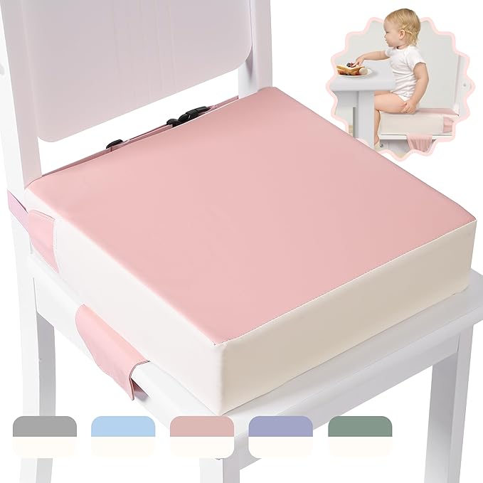 Booster Seat for Kitchen Chair with Adjustable Straps, Toddler Booster Seats for Dining Table Portable for Travel Camping Eating, Booster Cushion for Table for Baby Child Infant Kid Boy Girl