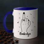 Personalized Ring Finger Coffee Mug With Name, Custom White Cup Gift For Wedding Engagement Bridal Shower Bachelorette, Ring Accent Coffee Cup For Her Girlfriend Bride Wife, Just Married Mug 11 15Oz