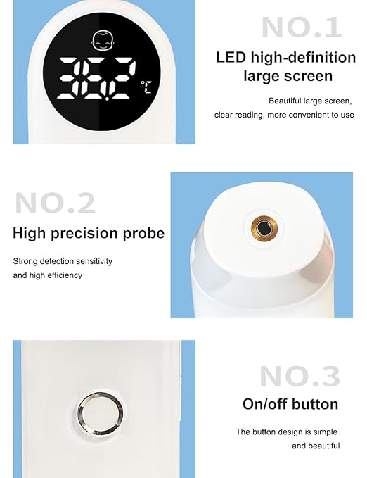 3-in-1 Baby Thermometer for Forehead, Ear & Object - No Touch Digital Infrared Thermometer with LED Display, Fever Alarm Silent Mode Memory Recall, Accurate Termometro for Infants Toddlers Adults