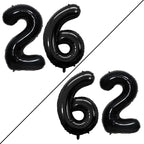 GOER Number 26 Balloons for 26th Birthday Party Decorations,42 Inch Jumbo Foil Helium 62 Balloons for 62nd Birthday Party Decoration (Black)