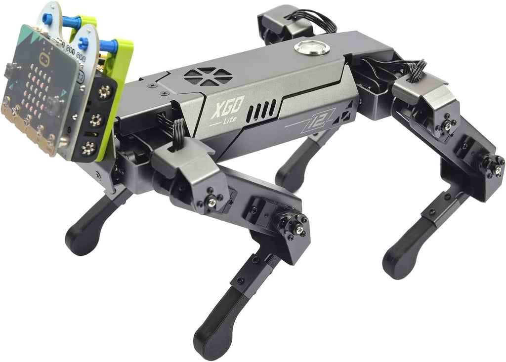 ELECFREAKS microbit Robotic Dog Xgo Kit, 12 Movable Joint DIY Programmable Full Metal Bionic Robot Kit, STEM Educational Project for Open Source Hardware(Without Micro:bit)