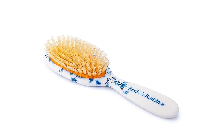 Rock & Ruddle Soft White Natural Boar Bristle Hairbrush for Babies and Young Children | Perfect for Fine Hair Detangling and Smoothing - Pretty Blue