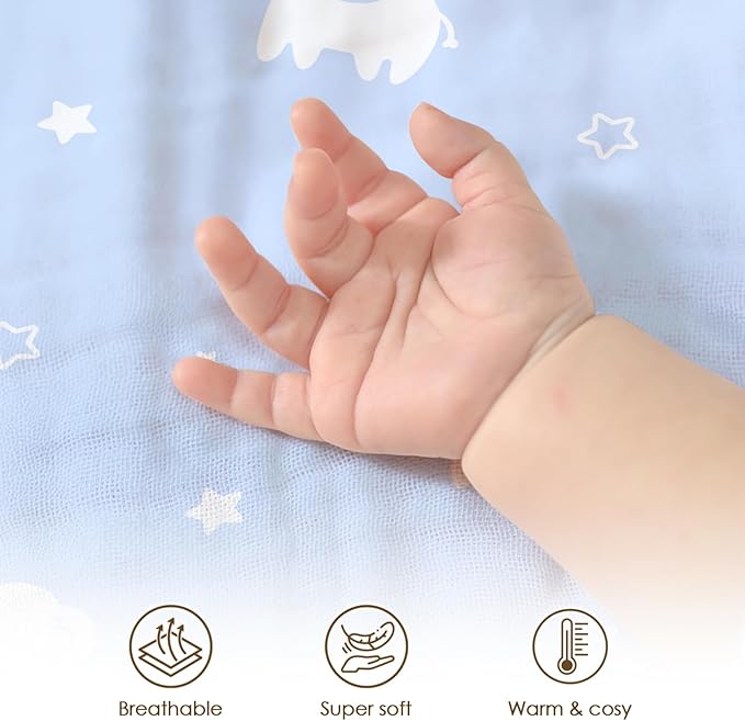 Elephant Baby Blankets for Boys Girls, Soft Nursery Minky Blankets with Muslin and Dotted Fleece Back 30x40 inches, Receiving Bed Quilt for Newborn, Infants, Toddlers