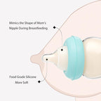 YOHKOH Natural Glass Baby Bottle with Natural Response Nipple, Newborn Anti-Colic Baby Bottles, Wide Neck Mushroom Cap Baby Bottle, Clear ((5.4oz (Pack of 2), Blue-A)