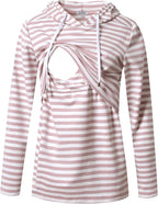 GINKANA Women's Nursing Hoodie Sweatshirt Long Sleeves Breastfeeding Maternity Tops Casual Clothes