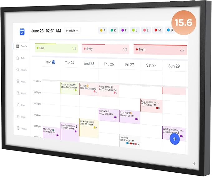 15.6 Inch Digital Calendar, Wall Electronic Desk Calendar, Full HD 1920 * 1080P IPS Touchscreen Interactive Display for Family Meal Planner Support - Streamline Household Organization