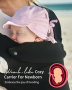 GROWNSY Baby Carrier Newborn to Toddler, Cozy Baby Wraps Carrier, Ergonomic Baby Carrier with Head Support, Black