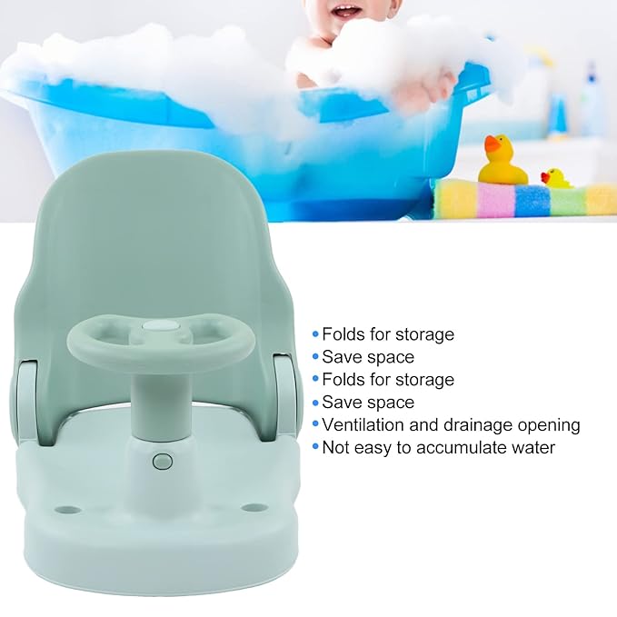 Baby Bath Seat - Infant Bathtub Seat for Sitting Up in The Tub, Baby Shower Chair with Backrest Support, Suction Cups for 6-18 Months (Green)