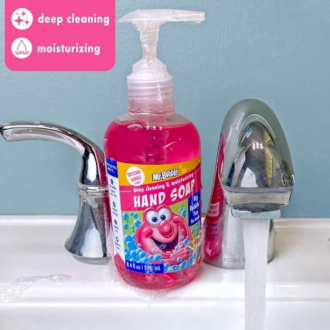 Mr. Bubble Kids Moisturizing Hand Soap, Gentle Sensitive Skin Formula Enriched with Nourishing Aloe Vera - Original Bubble Scent (Pack of 3 Bottles, 8.4 Fl Oz Each)