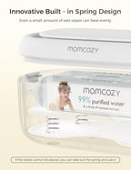 Momcozy Baby Wipe Warmer, Innovative Spring Design, Large Capacity Wipes Dispenser for 60-80pcs, Fast & Even Heating, 4 Modes of Temperature Heating Control, Diaper Wipe Warmer with Night Light, Grey
