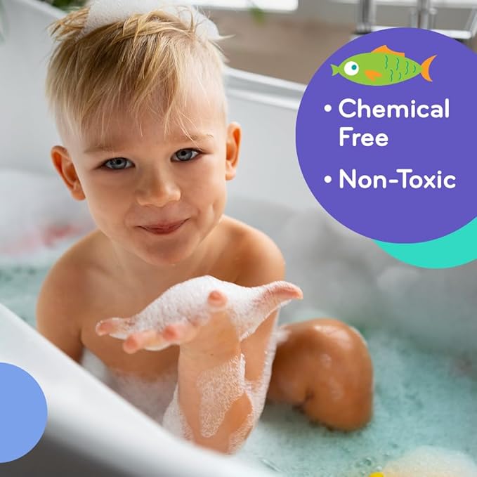 Mobi Little Whale Bubble Bath, Tropical Fruity Scent Kids Body Wash, Gentle Moisturizing Tub Foam for All Skin Type, GMO-Free, Stain-Free, Fun Aquamarine Color, 8 fl oz