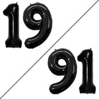 GOER Number 19 Balloons for 19th Birthday Sweet 19 Party Decorations,42 Inch Jumbo Foil Helium 91 Balloons for 91st Birthday Party Decoration (Black)