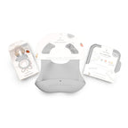 Moss and Fawn Little Explorer Kit - Silicone Frozen Breast Milk Popsicle Kit with Forage Feeder, Teething Popsicle Ice Cube Tray, & Gather & Roll Baby Feeding Bib - BPA, PVC, & Lead-Free - Dew