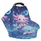 Binienty Axolotl Infants Carseat Canopies for Women, Dolphin Animal Print Nursing Breastfeeding Cover Stretchable for Stroller/Shopping Cart