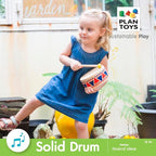 PlanToys® Solid Drum Wooden Musical Toy for Toddlers | Pretend Play Instrument for Kids | Eco-Friendly Percussion Toy for Coordination, Creativity & Early Learning Development