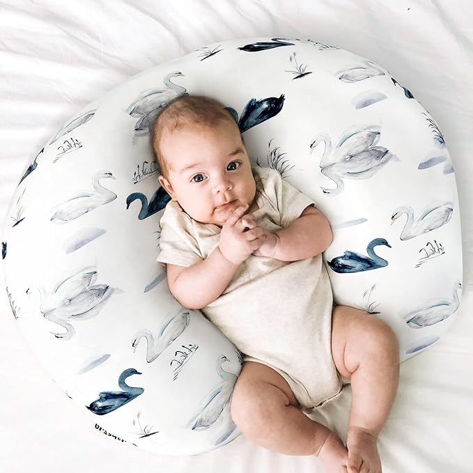 GRSSDER Nursing Pillow Cover Stretchy Minky Removable Nursing Covers for Breastfeeding Pillows, Ultra Soft Comfortable Slipcover for Boy and Girls, Pretty Swan/Watercolor Dandelion Pattern