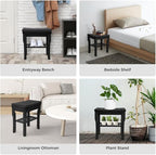 StrongTek Bamboo Shower Bench Seat with Cushion, Shower Stool with Storage Shelf, Lightweight, Non-Slip, Quick-Drain Design, 350 lbs Capacity, Ideal for Bathroom, Spa, Sauna, Living Room