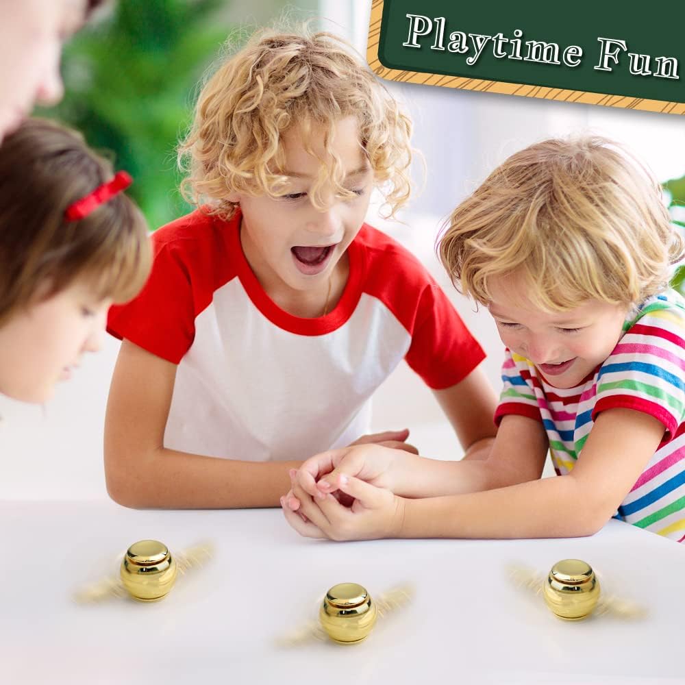 Golden Fidget Spinner Metal Toy for Kids Adults, Desk Toys Hand Finger Spinner Decoration, EDC Stress Relief Toy for Boys Age 3-12 Years Old Stocking Suffer for Boys Girls