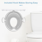 ANGELBLISS Baby Potty Training Toilet Seat with Soft Cushion Handles, Haute Collection, Double Anti-Slip Design and Splash Guard for Boys and Girls (Grey)