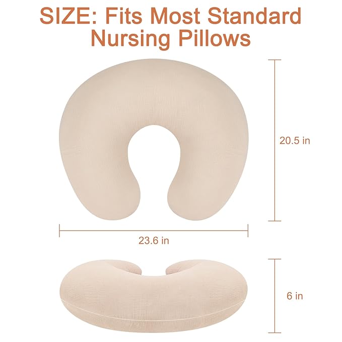 Accmor 2 Pack Muslin Nursing Pillow Covers, 100% Cotton Soft Nursing Covers for Breastfeeding Pillows, Slipcover for Baby Girls Boys Newborn