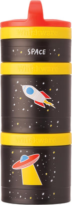 Whiskware Stackable Snack Containers for Kids and Toddlers, 3 Stackable Snack Cups for School and Travel, Space (Pack of 1)