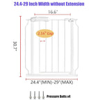 Narrow Baby Gate 24.02-29.13 Inch Wide Stairs Tension Pet Dog Gates Indoor for Doorways No Drilling Pressure Mounted Metal Pet Gates for Kids