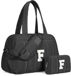 Women Duffle Bag with Initial, Personal Item Travel Bags，Stuff for Teen-Gym Bag with Wet Pocket，Lightweight Travel Bags Personalized Tote with Makeup Pouch