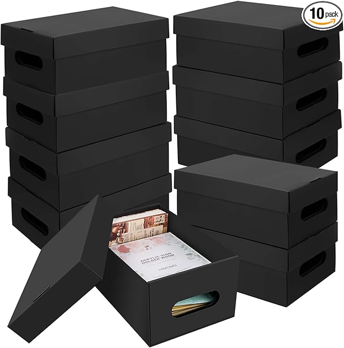 10PCS Photo Storage Box for 4"x6" Photos,10.2“ x 6.5“ x 4.7“ Picture Box Store and Protect Pictures,Documents Black
