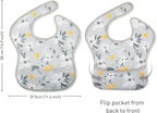 Mess Proof Baby Bib 3 Pack, Waterproof Led Weaning Baby Feeding Bibs with Food Catcher, Travel Feeding Bibs