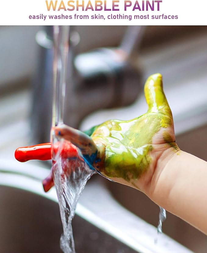 Nicpro 18 Colors Large Washable Paint Set for Kid (8.4oz,250 ml), Acrylic Bulk Paint Supplies Non Toxic Children Tempera Paint for Art, Craft DIY, Poster & Finger Paint, School, Home,Classroom, Party