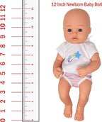 Gift Boutique Newborn 12" Baby Doll Girl With Swaddle Blanket & Accessories - Realistic Doll With Disappearing Milk Bottle, Clothes, Pink Cuddly Blanket - First Pretend Playset Toy for Girls