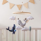 EERKEOD Baby Crib Mobile Ocean Nursery Mobile for Boys Girls Handmade Felt Mobile for Crib Nursery Decor for Infant Bedroom Hanging Baby Mobile for Bassinet Newborn Baby Gift（Whales）