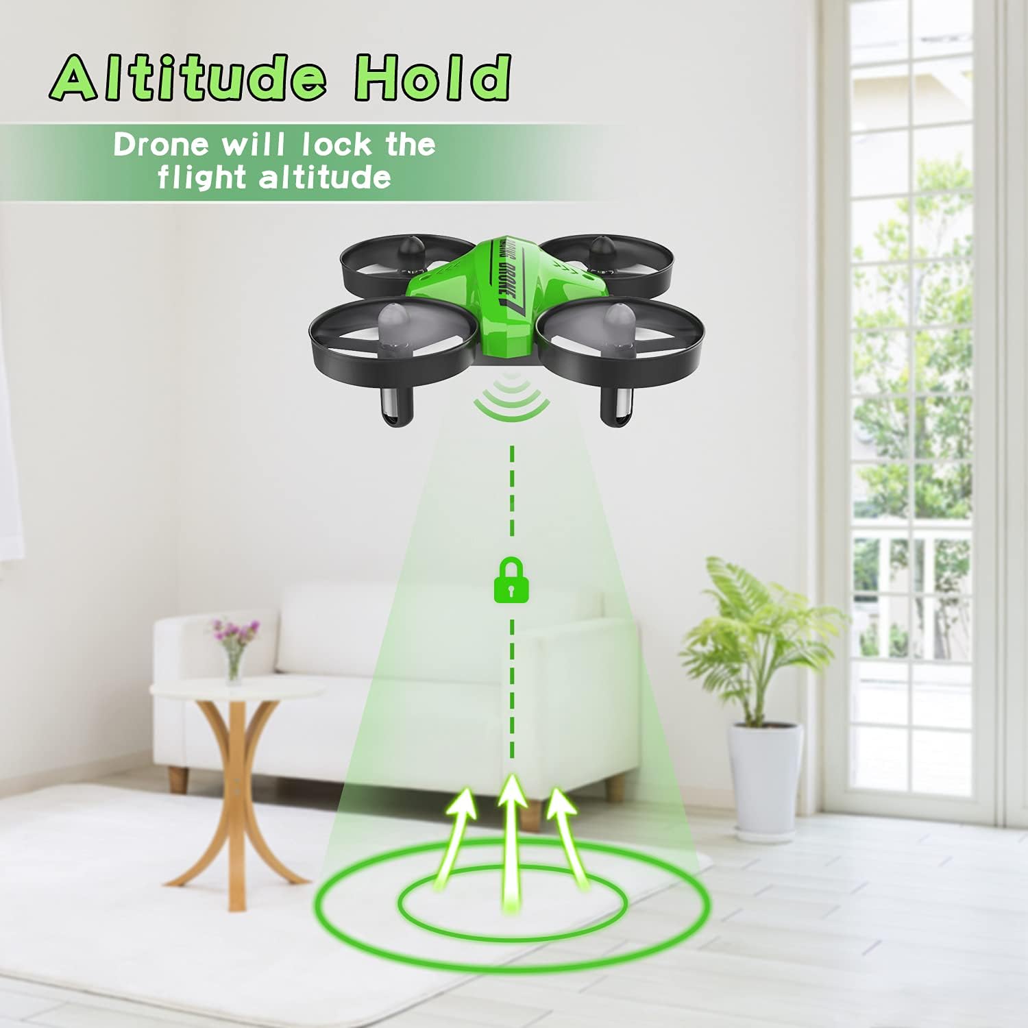 Mini Drone Easy to Fly Drone for Kids & Beginners, Indoor Outdoor Nano RC Helicopter Quadcopter with Auto Hovering, Headless Mode, Remote Control, Children's Day Gift for Boys Girls -Green