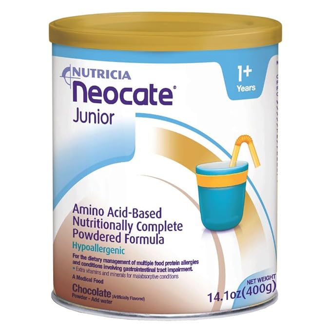 Nutricia Neocate Junior - Hypoallergenic, Dairy-free, Amino Acid-Based Formula for 1+ Years - For Toddlers, Kids & Teens - Powdered Formula - Chocolate - 14.1 oz can (Case of 1)