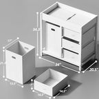 YUFU Baby Changing Table, Diaper Changing Table with Laundry Hamper, 3 Storage Drawers and Pad, Wooden Infant Diaper Changing Station, White
