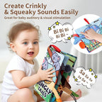 Baby Books 0-6 Months, 2PCS Crinkle Books for Babies, Touch and Feel Sensory Books for Babies, Infant Toys 0-6 Months, Soft Fabric Toy Shower Gift, Baby Crinkle Book - 4 Page Blue