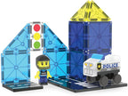 MAGNA-TILES Police Patrol 20-Piece Magnetic Construction Set, The Original Magnetic Building Brand