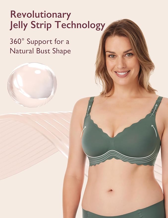 Momcozy Nursing Bras for Breastfeeding, Seamless Pregnancy Maternity Bra Wireless Classic Jelly Strip Support Nursing Bra
