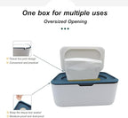 Wet Wipes Dispenser，Baby Wipe Holder with 2 Pcs Portable Travel Wipes Container，refillable wipes container with Moisture Resistant Seal for travel, Office and Home.（Blue）