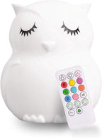 Lumipets Remote Control Silicone Night Light for Kids - Owl Design with 9 Soft Colors & Sleep Timer - Rechargeable, Battery-Operated Lamp for Bedroom | Baby Nursery, Toddler, Girls, Boys