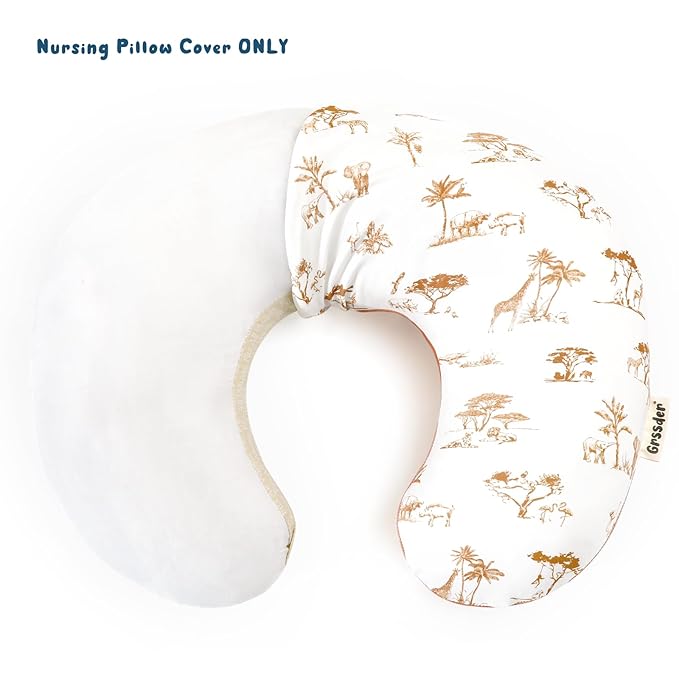 GRSSDER Nursing Pillow Cover Stretchy Minky Removable Nursing Covers for Breastfeeding Pillows, Ultra Soft Comfortable Slipcover for Boy and Girls, Stylish Elk Animals Pattern